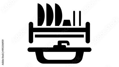 Modern Over Sink Dish Drying Rack with Plates and Utensils