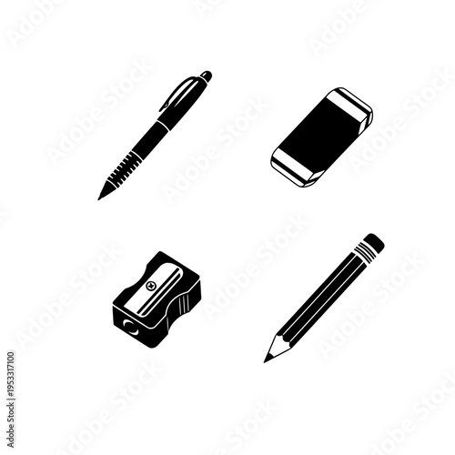 stationery items vector illustration, flat design