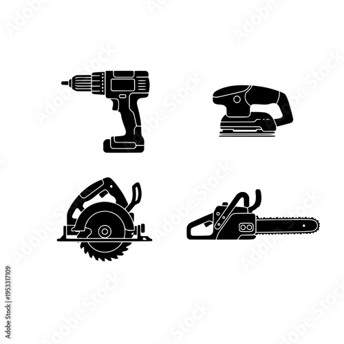 collection of power tools vector illustration