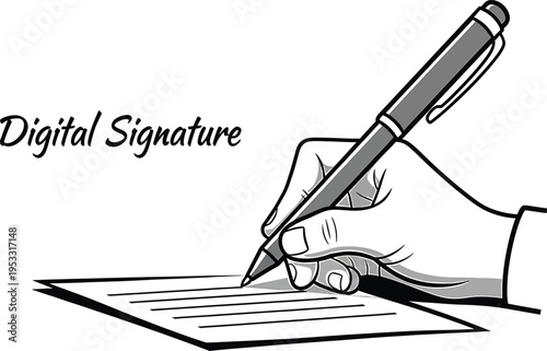 Hand signing document with digital signature