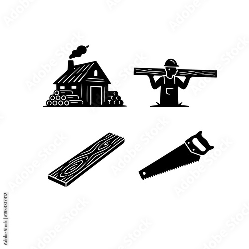carpentry tools and house vector illustration
