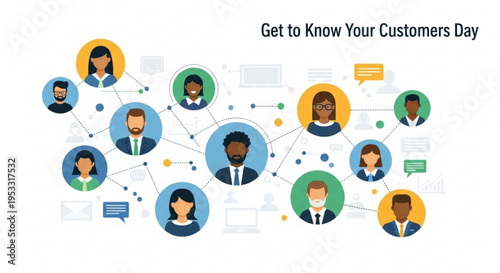Diverse group of people networking and communicating on get to know your customers day