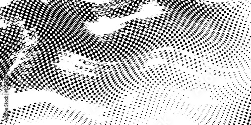 Psychedelic checkerboard pattern with wavy black white checks and 90s retro distortion. Abstract geometric warp effects for trippy Y2K textiles or surreal illusions. Seamless vector tiles optical.