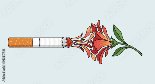 Cigarette with flower decoration on filter.