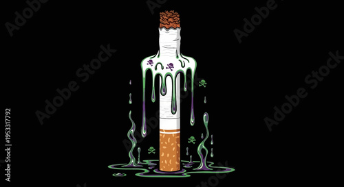 Cigarette with melting white ash.