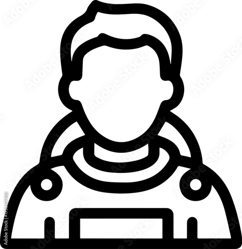Hand Drawn Male Astronaut Black and White Avatar Illustration in Minimal Line Art Style Design