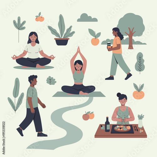 People doing yoga and meditation together.