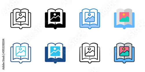 Memory album icons set multiple style collection. Editable stroke 
