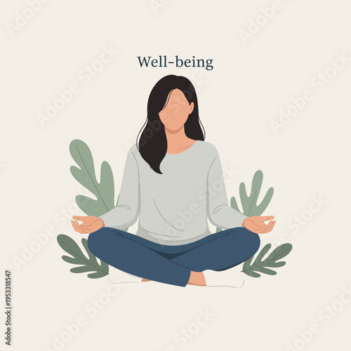 Woman Sitting in Meditation Posture.