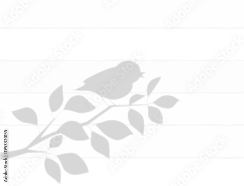 木の板と枝にとまった小鳥のシルエットを組み合わせた背景イラスト