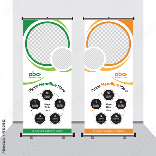 Infographic roll up banner template with modern layout