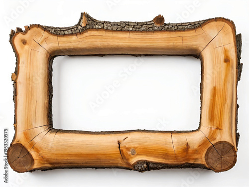wooden frame for text, white background.