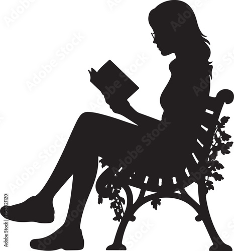 Woman sitting on ornate chair reading book