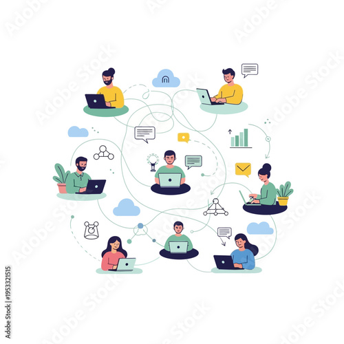 Group of People Working on Laptops Together.