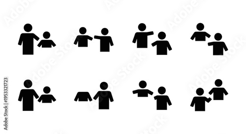 Black silhouette people icons set.