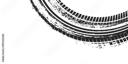 Tire track. Car  bike  motorcycle tyre mark with grunge effect isolated on white background