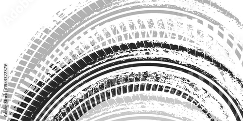 Tire track. Car  bike  motorcycle tyre mark with grunge effect isolated on white background
