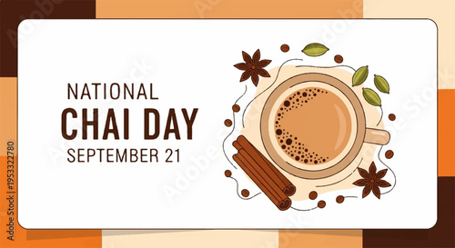 National chai day celebration with spiced tea and aromatic herbs on september 21st background