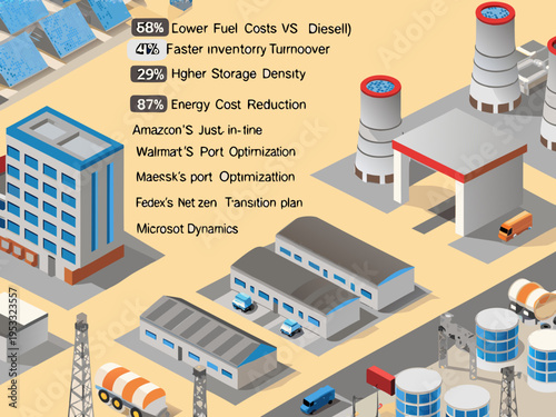 Supply chain optimization and cost reduction illustrated with infrastructure imagery