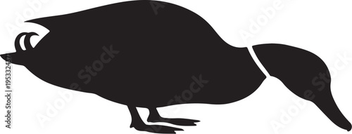 Black silhouette of a kiwi bird flightless bird New Zealand