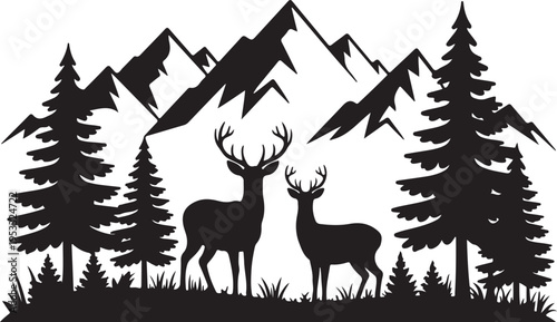 vector deer in the wilderness