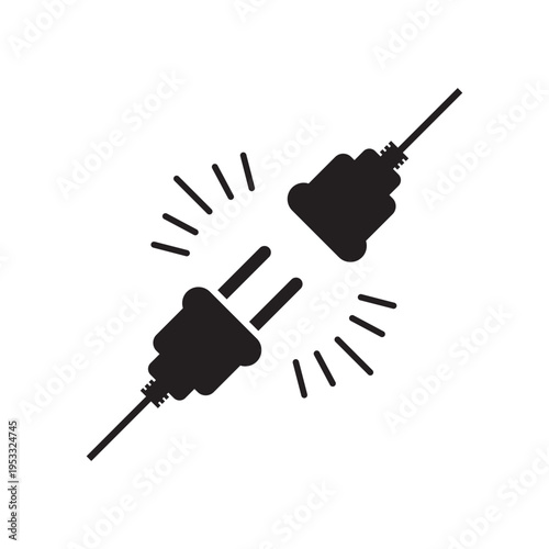 Electric socket with a plug. Connection and disconnection concept Electric plug and outlet socket unplugged Wire, cable of energy disconnect vector