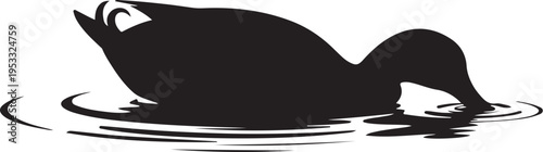 Black silhouette of a whale breaching water ocean