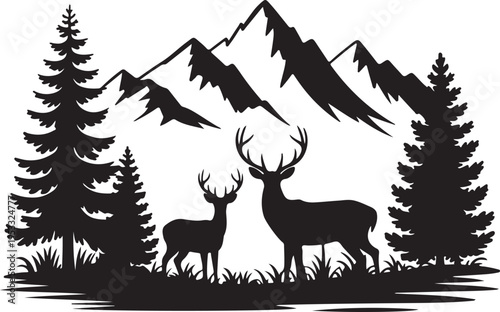 vector deer in the wilderness