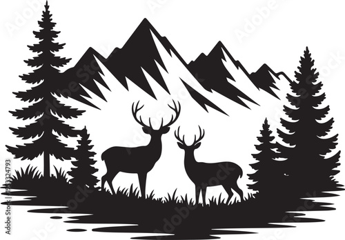 vector deer in the wilderness