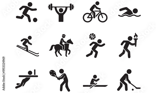Dance Sports Yoga Icons Collection - Abstract Human Silhouettes Vector Bundle