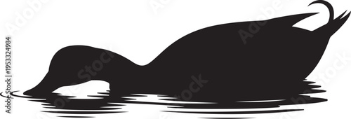 Black silhouette of a whale breaching water