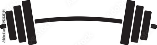 Vector hand drawn silhouette of dumbbell isolated on white background. Template for sport icon, symbol, logo or other branding. Modern retro illustration