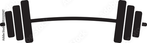 Vector hand drawn silhouette of dumbbell isolated on white background. Template for sport icon, symbol, logo or other branding. Modern retro illustration