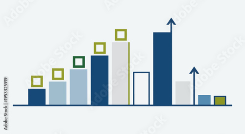 Blue and White Bar Graph Illustration.