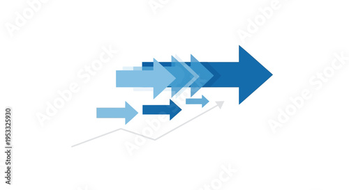 Blue Arrows Pointing Right in Formation.