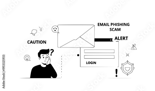 Phishing Email Scam Vector Illustration Online Security and Data Protection Concept