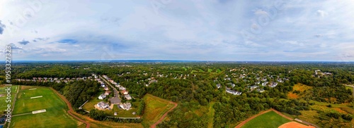 Tableau sur toile Aerial Panorama of Suburban New Jersey with Sports Fields