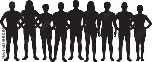 vector illustration. Silhouettes of overweight people. Big set of married couples.