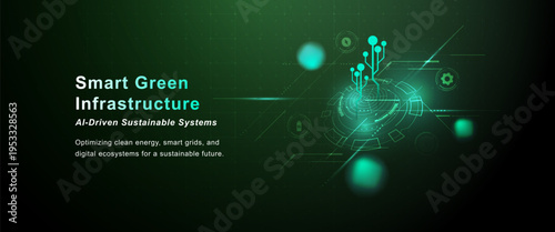 Green Technology AI Smart Grid Sustainable Energy Network Background