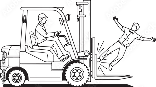 Forklift accident vector illustration isolated on Transparent Background
