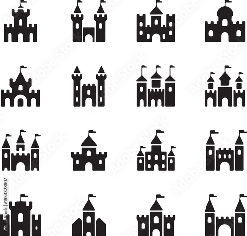 Vector medieval castles icon set