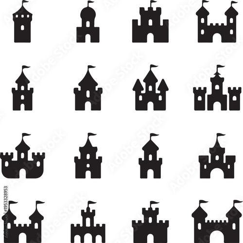 Vector medieval castles icon set