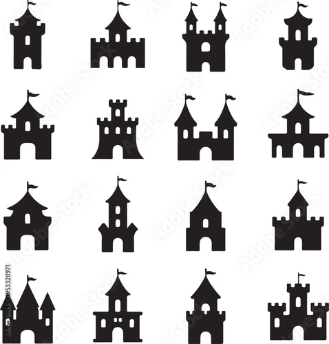 Vector medieval castles icon set