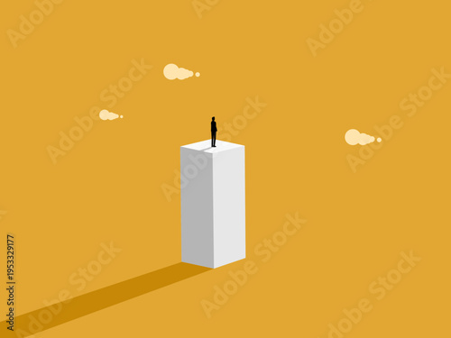 businessman is confident on the rectangular bar.