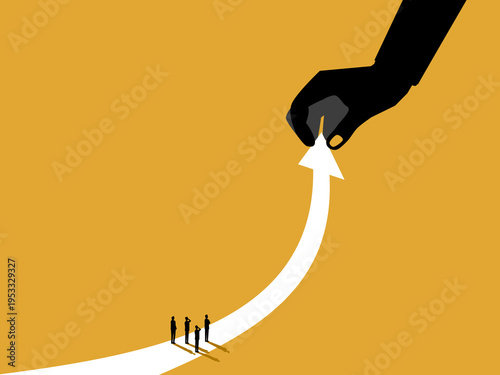Business growth, businessmanteam and upward pointing arrow, symbol of investment opportunity
