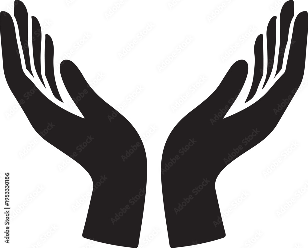 Obraz premium Vector protecting hands icon. Cupped hands