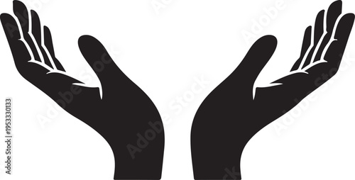 Vector protecting hands icon. Cupped hands