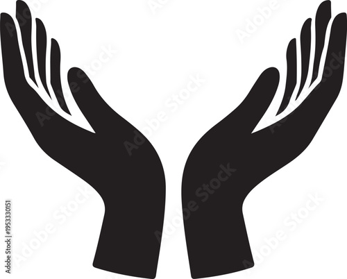Vector protecting hands icon. Cupped hands