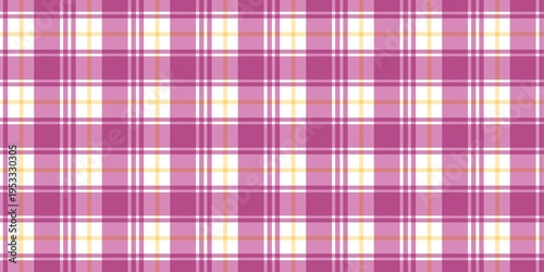 Pink and yellow plaid seamless pattern. Traditional checkered fabric texture background for textile, wrapping, and digital wallpaper design.