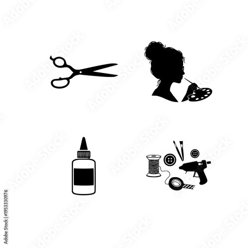 hairdresser tools vector illustration, flat design